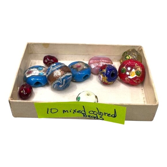 Lot of 10 Handcrafted Lampwork Glass Beads Mixed Color Artisan Jewelry Making - Picture 5 of 12